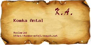 Komka Antal névjegykártya